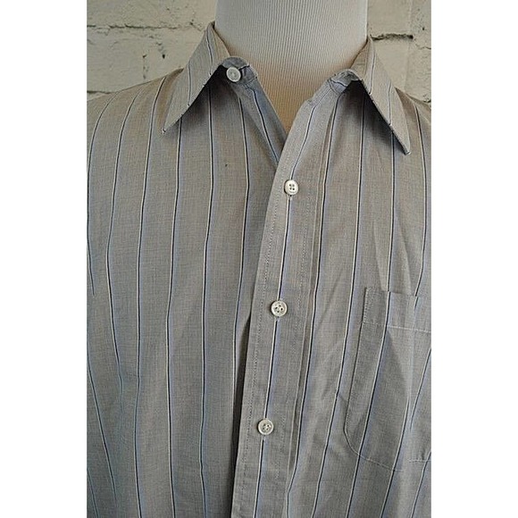 Stafford Striped Wrinkle Free Long Sleeve Button Up Dress Shirt X-Tall 17 35/36 - Picture 3 of 11